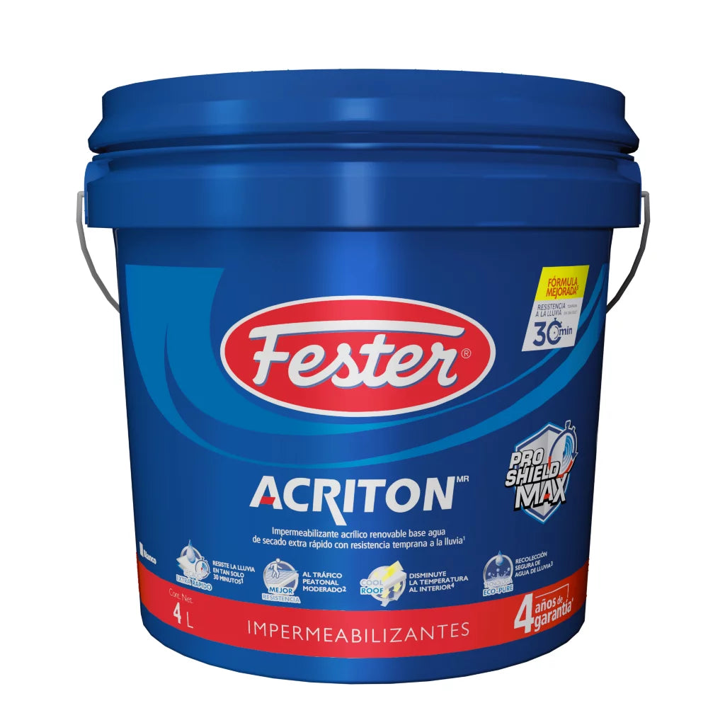 IMPERMEABILIZANTE FESTER ACRITON PROSHIELD MAX 4 AÑOS BLANCO  4 L