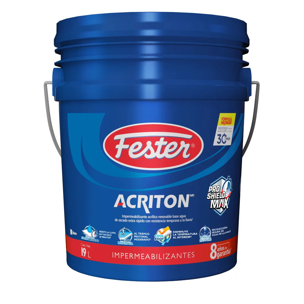 IMPERMEABILIZANTE FESTER ACRITON PROSHIELD MAX 8 AÑOS BLANCO TAM 200 L
