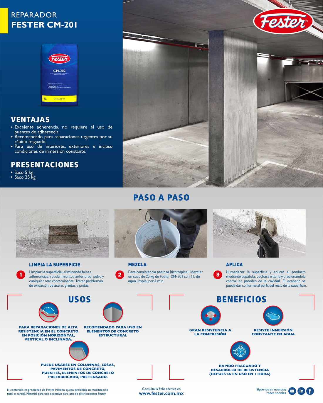 FESTER CM-201 REPARADOR ESTRUCTURALS 25 kg